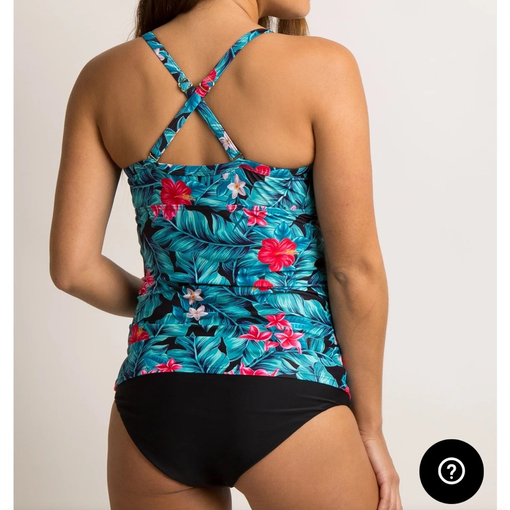 Floral Print Maternity Bikini Top - Blue and Pink - Picture 3 of 11